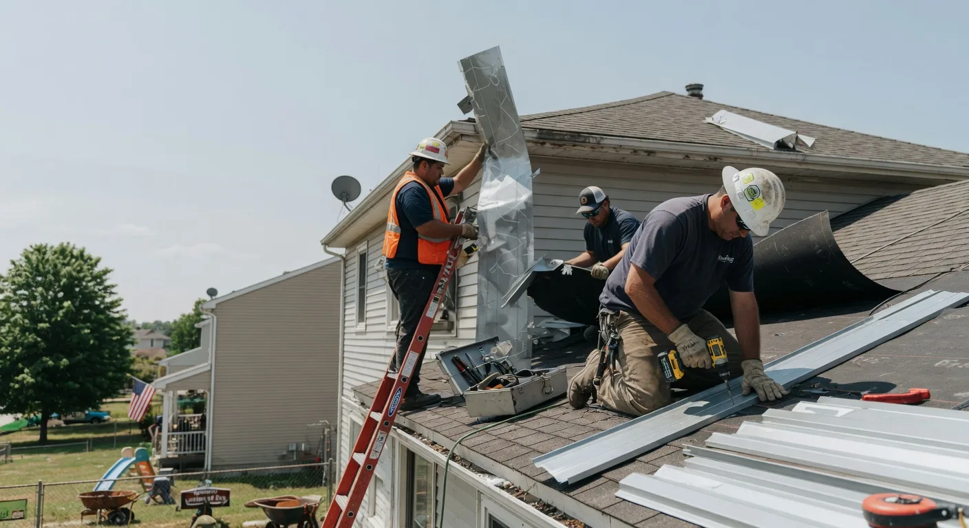 Storm Damage Metal Roof Repair in New Goshen, IN